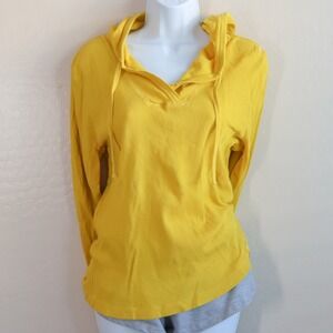 Yellow Women's Hooded Long-Sleeve Top